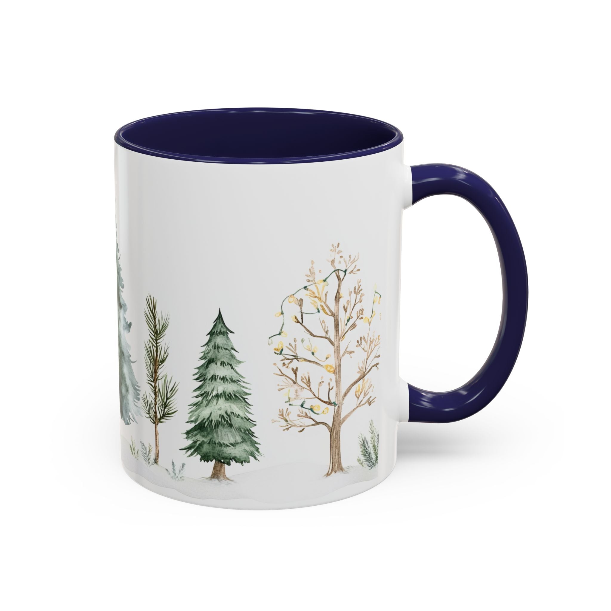 Watercolor Winter Trees Accent Coffee Mug — 11/15oz
