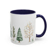 Watercolor Winter Trees Accent Coffee Mug — 11/15oz