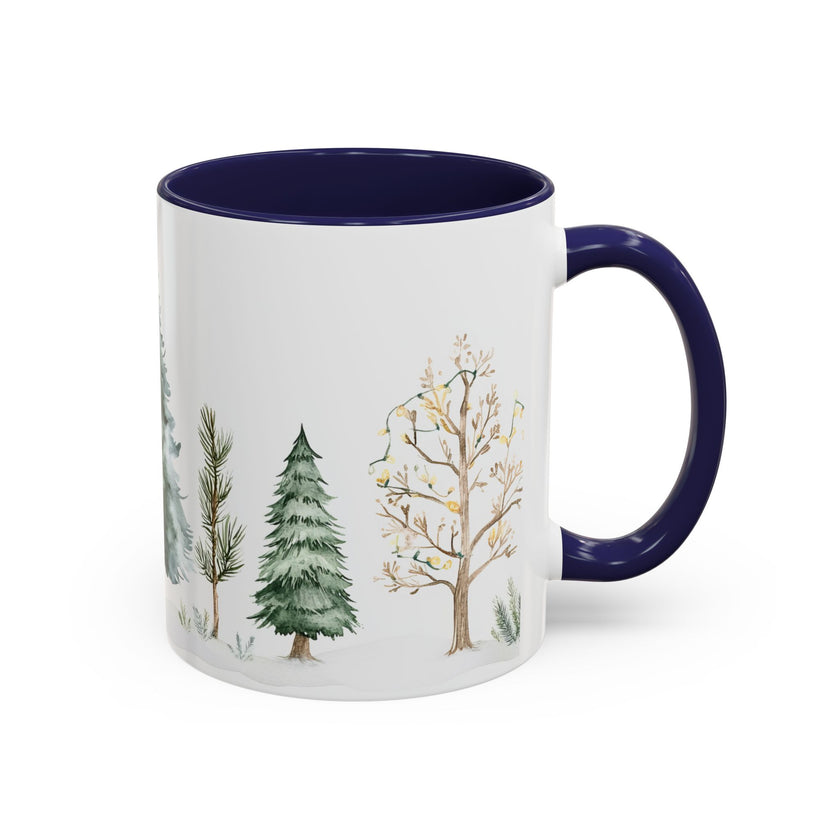 Watercolor Winter Trees Accent Coffee Mug — 11/15oz