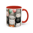 Cute Cat Pattern Accent Coffee Mug — Happy Kittens with Balloons (11/15 oz)