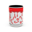 Candy Cane Accent Coffee Mug — Red Drip Holiday Peppermint Design (11/15oz)