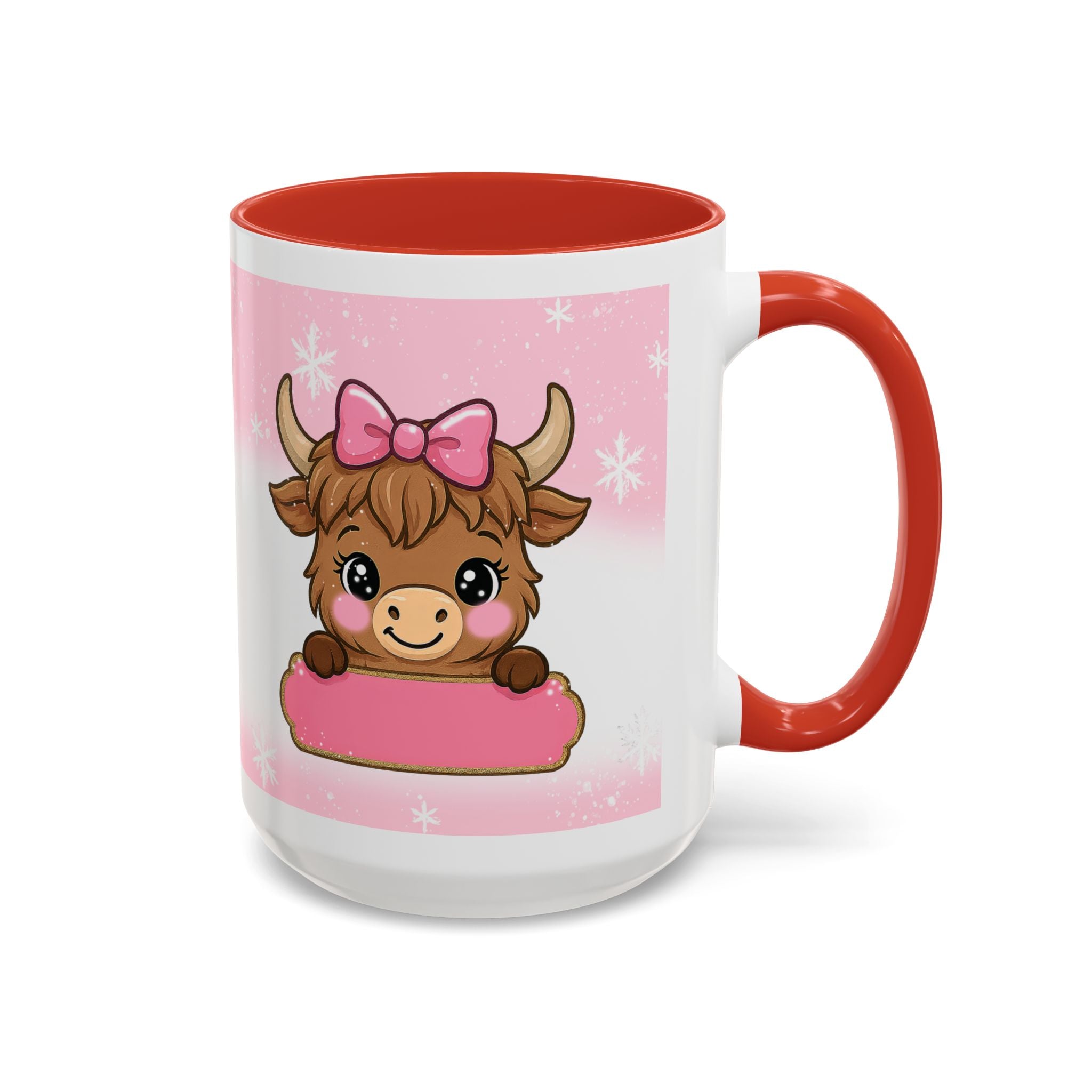 Cute Highland Cow Coffee Mug — Pink Accent Mug with Bow (11/15oz)