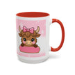 Cute Highland Cow Coffee Mug — Pink Accent Mug with Bow (11/15oz)