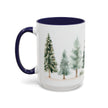 Pine Forest Accent Coffee Mug — Watercolor Christmas Trees (11/15oz)