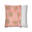 Gingerbread Cookies Pink Holiday Throw Pillow Cover — Faux Suede Square Pillowcase