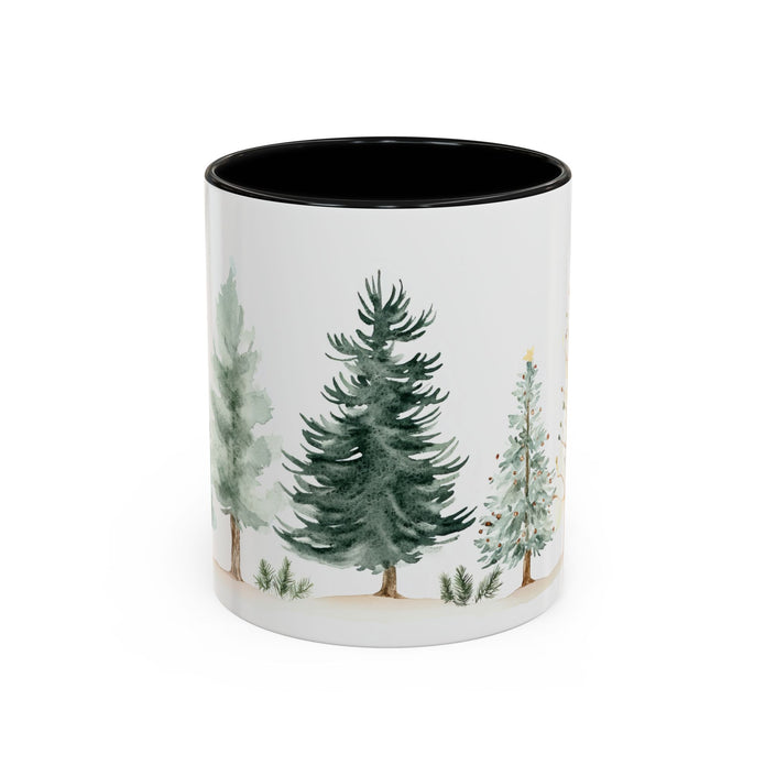 Pine Forest Accent Coffee Mug — Watercolor Christmas Trees (11/15oz)