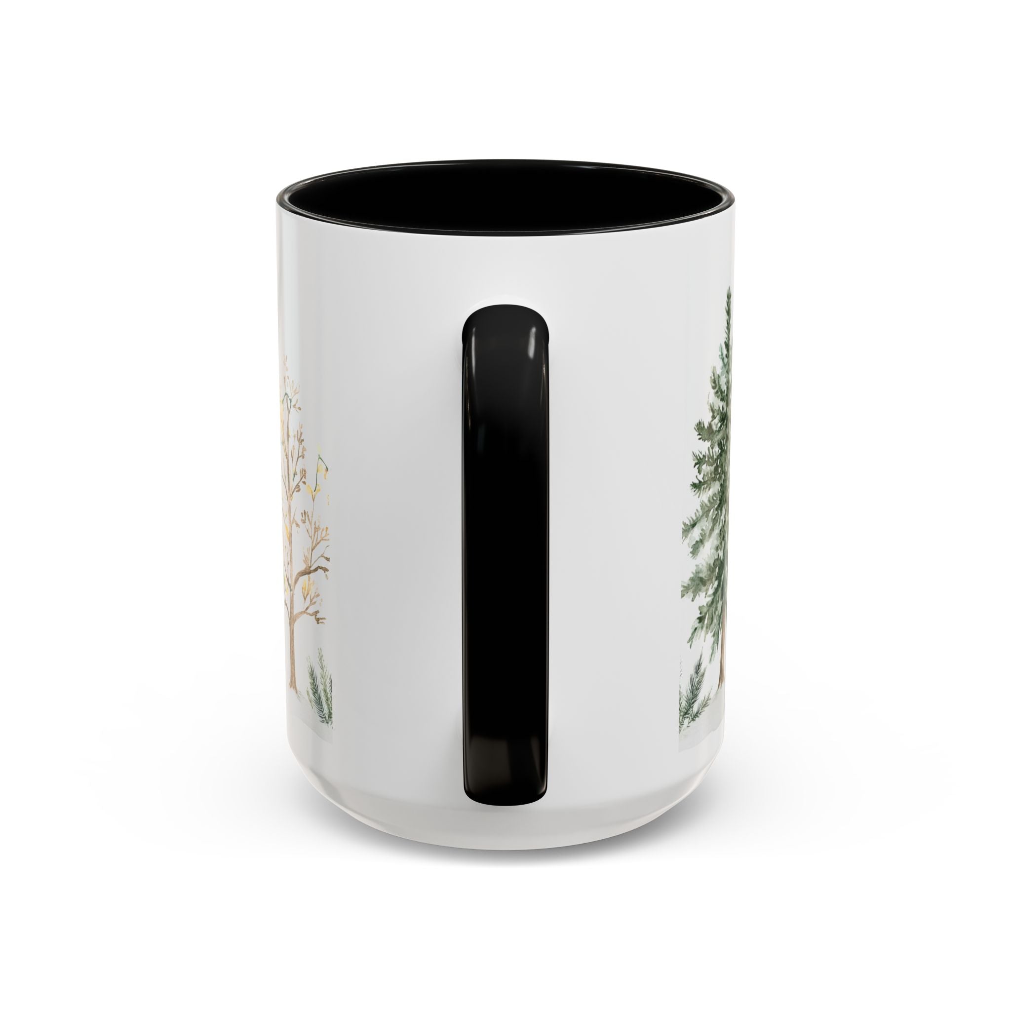 Watercolor Winter Trees Accent Coffee Mug — 11/15oz