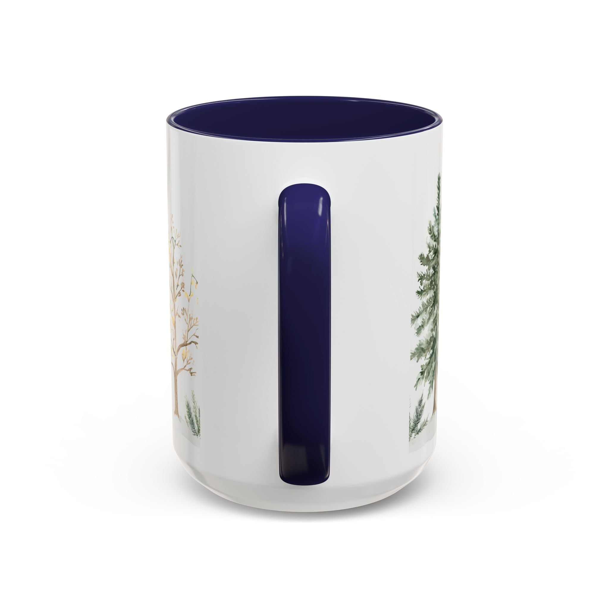 Watercolor Winter Trees Accent Coffee Mug — 11/15oz