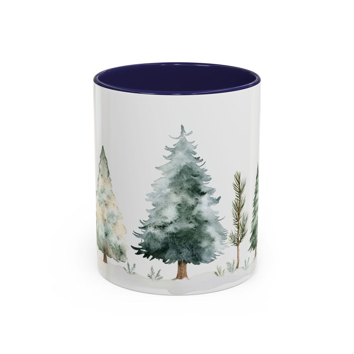 Watercolor Winter Trees Accent Coffee Mug — 11/15oz