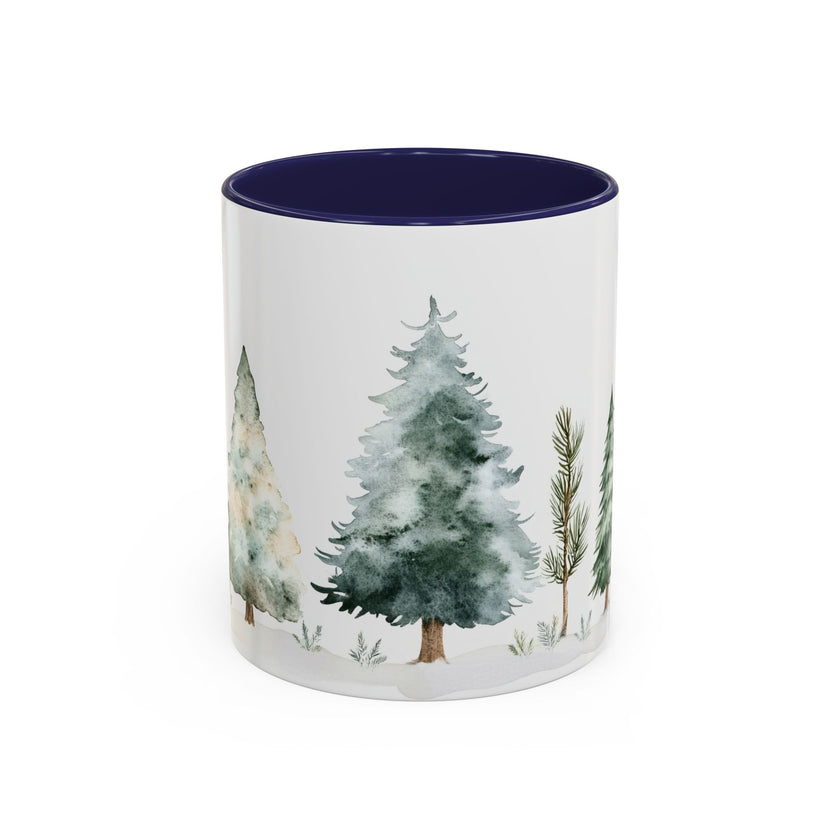 Watercolor Winter Trees Accent Coffee Mug — 11/15oz