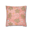 Gingerbread Cookies Pink Holiday Throw Pillow Cover — Faux Suede Square Pillowcase
