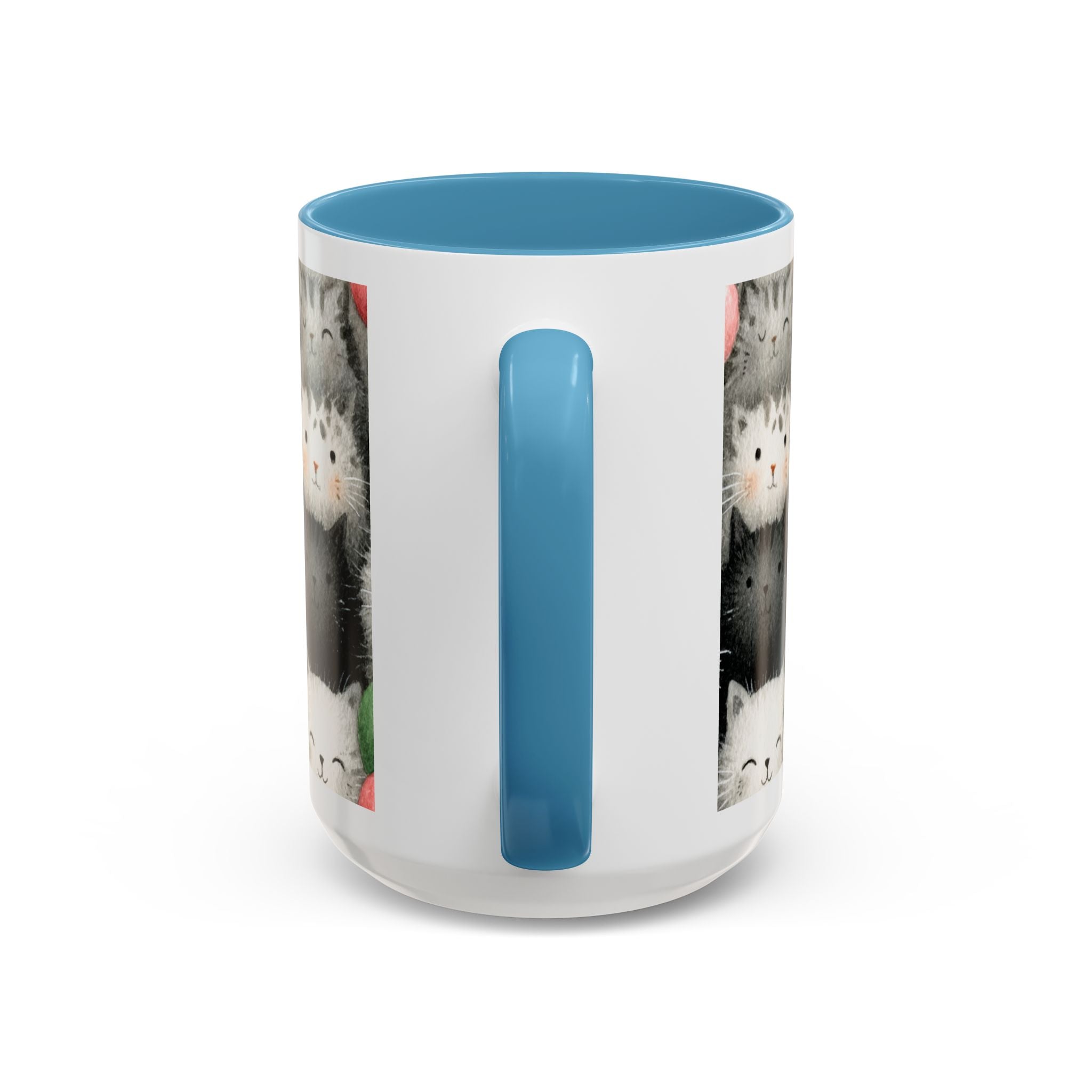 Cute Cat Pattern Accent Coffee Mug — Happy Kittens with Balloons (11/15 oz)