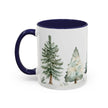 Watercolor Winter Trees Accent Coffee Mug — 11/15oz