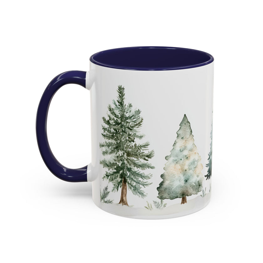 Watercolor Winter Trees Accent Coffee Mug — 11/15oz