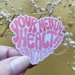 Your Mental Health Matters Heart Shaped, Orange and Pink Medium Sticker
