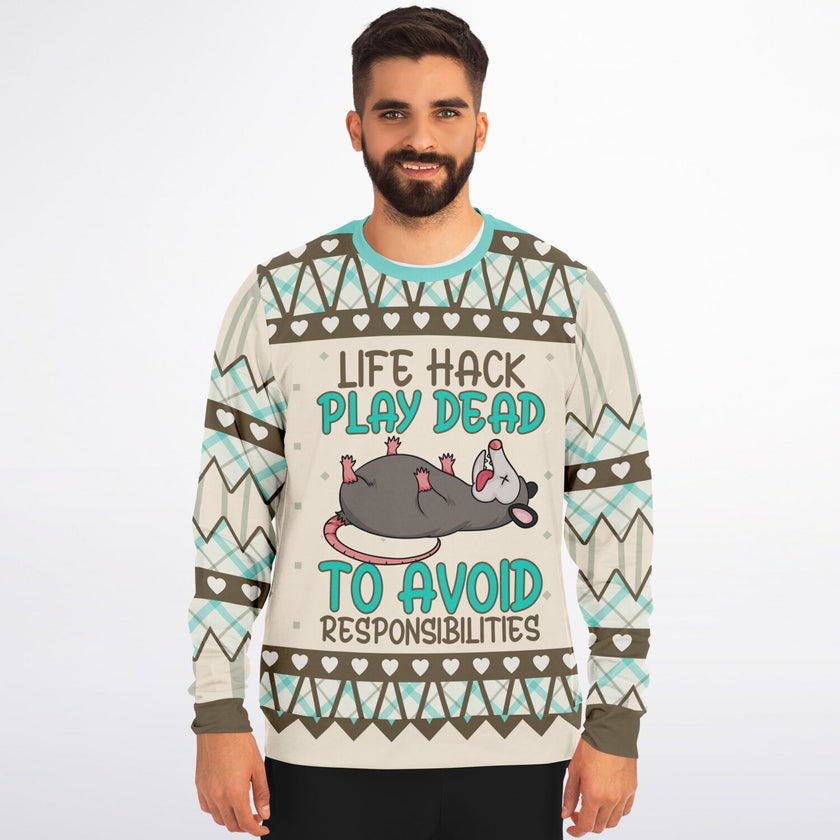 Life Hack Play Dead - Funny Possum Sweatshirt