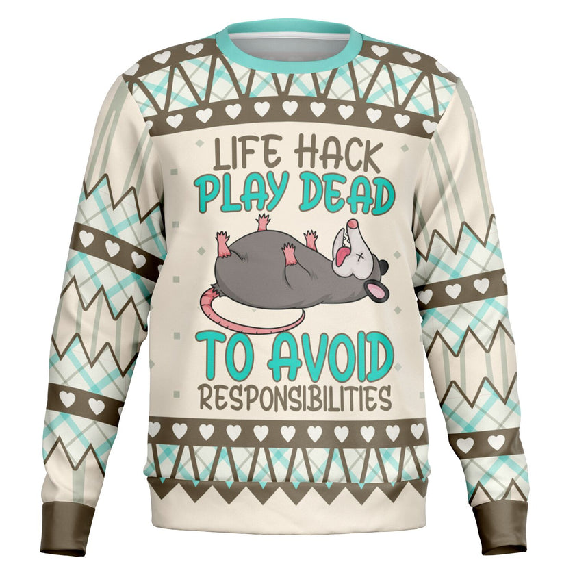 Life Hack Play Dead - Funny Possum Sweatshirt