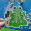 Large Vinyl Waterproof Spotted Frog Sitting on a LIlly Pad
